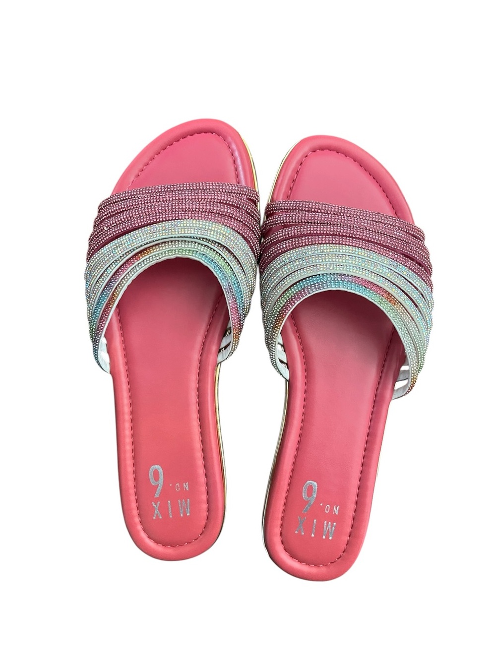 * FINAL PRICE* Pink Strappy Slide Sandals with Multicolor Sparkle by Mix No.6